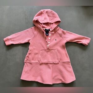 Ralph Lauren Pink Kids Hooded Sweatshirt Dress Sz 18M
